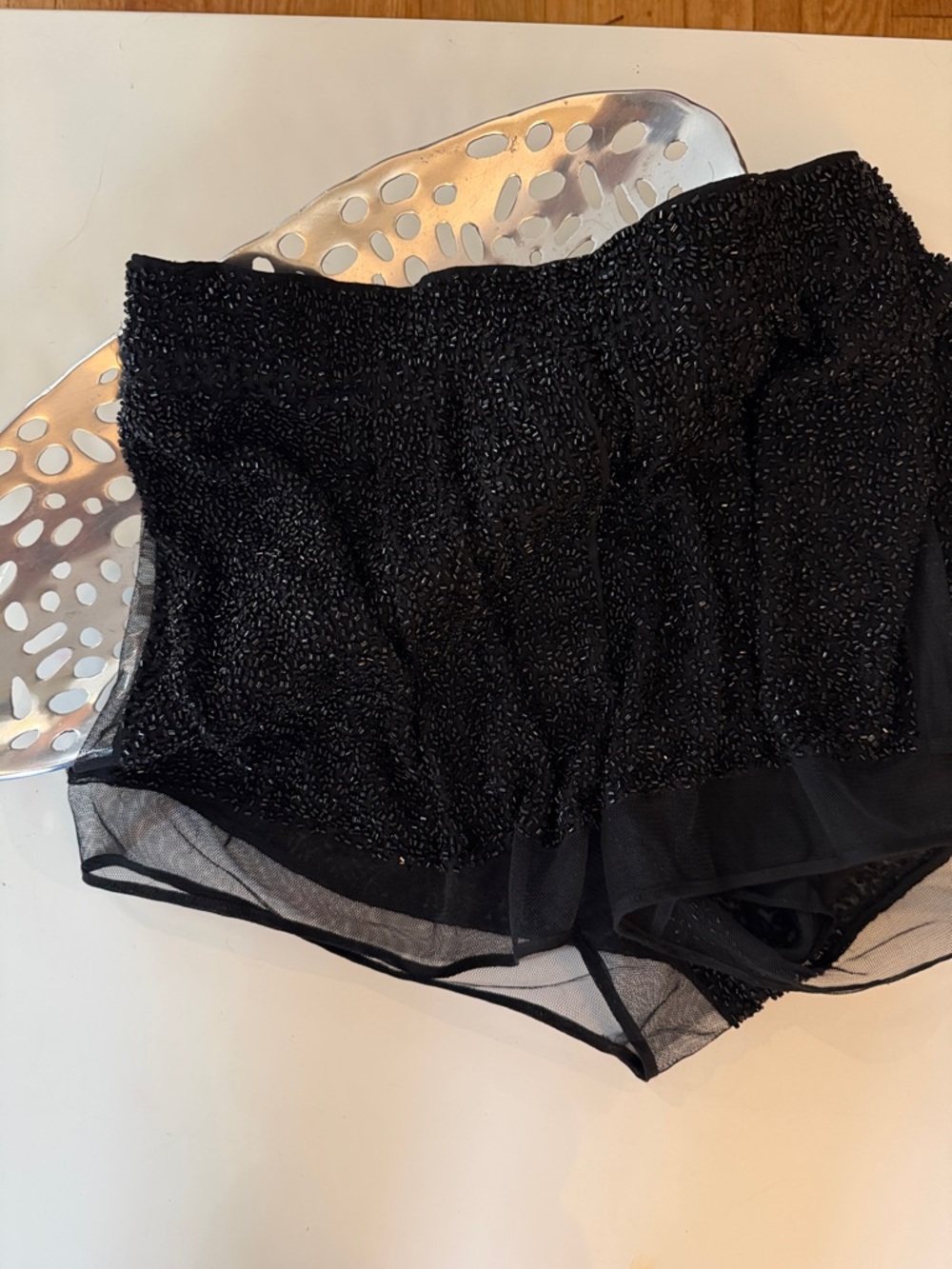 Diane von Furstenberg Black Silk Tap pants  (shorts)